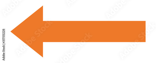 Orange arrow to the left / vector, isolated