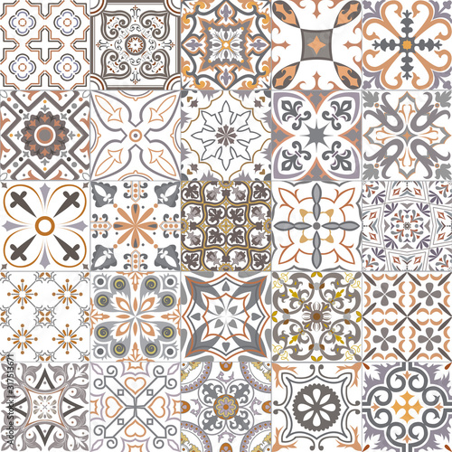 Set of tiles in portuguese, spanish, italian style. For wallpaper, backgrounds, decoration for your design, ceramic, page fill and more.