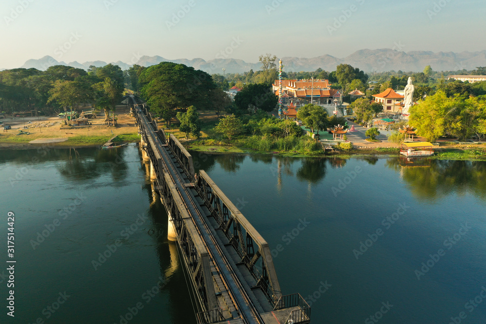 Railroad bridge over the idyllic river
