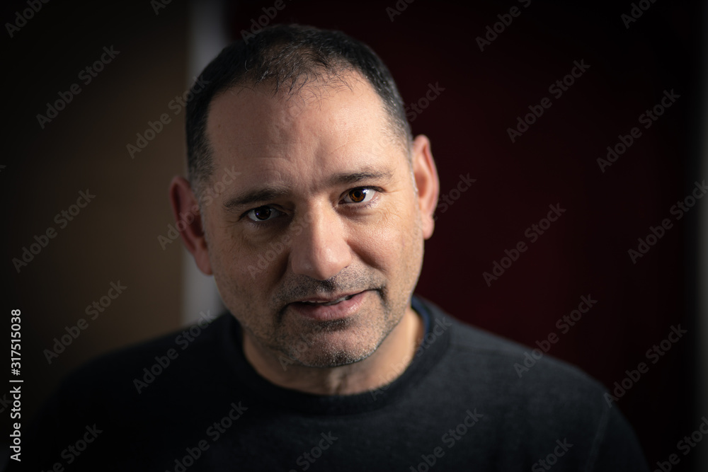 Portrait of middle age man, with unshaved face. Portrait of middle age man, with unshaved face.