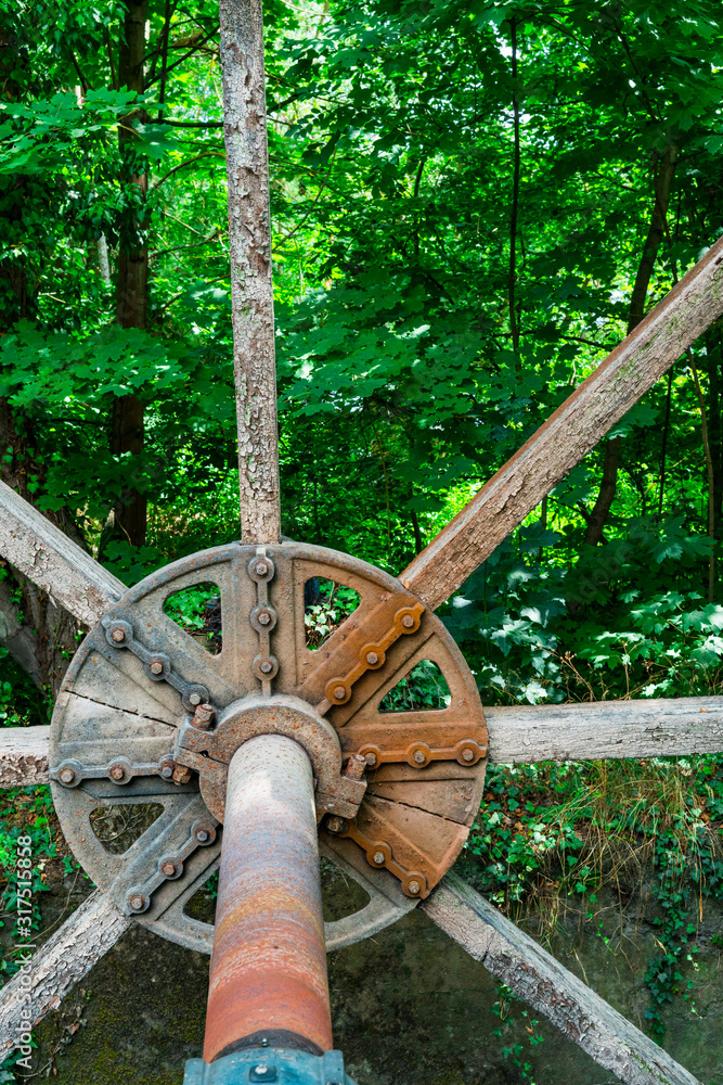 Detail of water wheel in Limburg an der Lahn, Germany