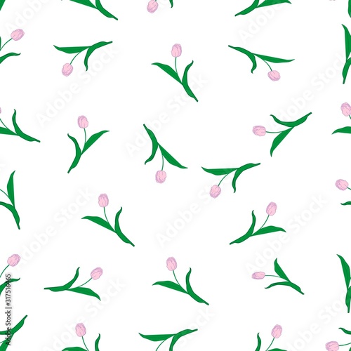 Hand drawn seamless pattern flowers with leaves Flower isolated on white background. Botanical organic spring herb. hand drawn in doodle Collection for cards and labels, books and banners.