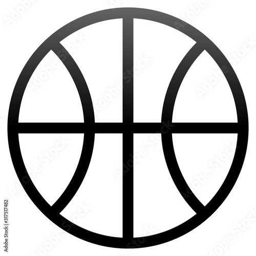 Basketball sign icon - black simple gradient outline, isolated - vector