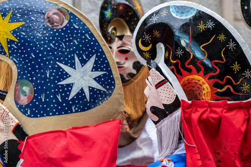 Pantallas, the traditional carnival mask in the longest carnival in Spain, Entroido de Xinzo de Limia.  V photo