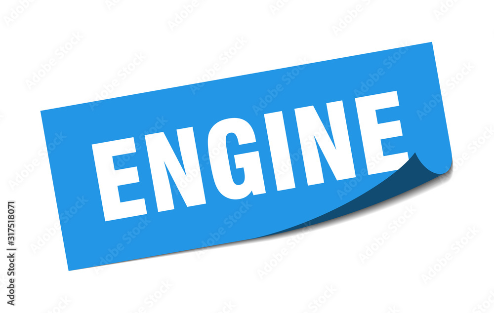 engine sticker. engine square sign. engine. peeler