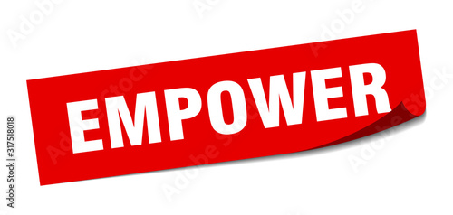 empower sticker. empower square sign. empower. peeler