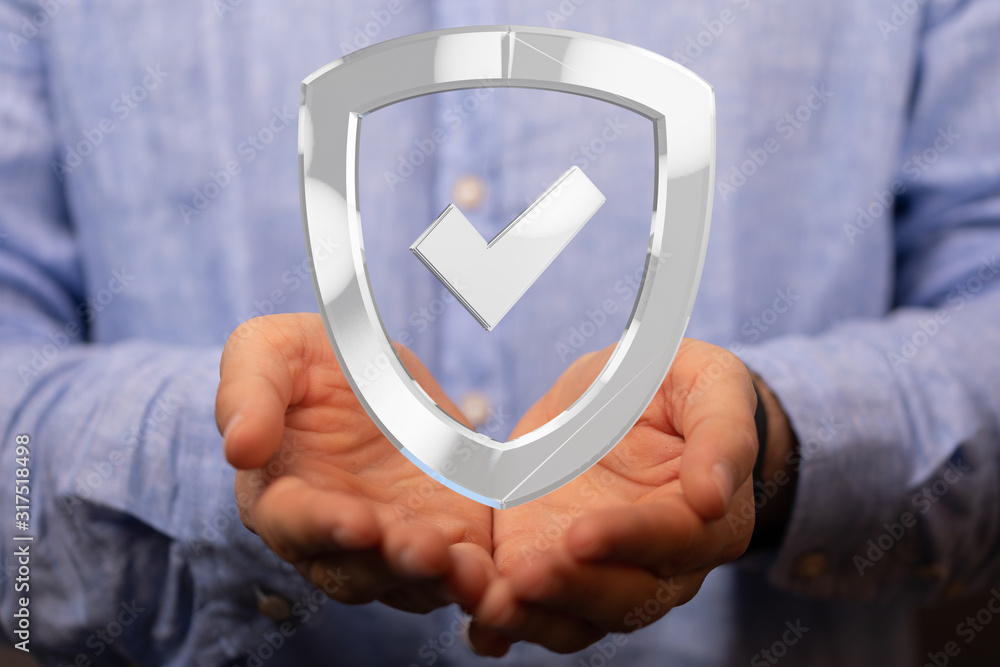 cyber shield protection concept holding in hand cyber shield protection concept holding in hand