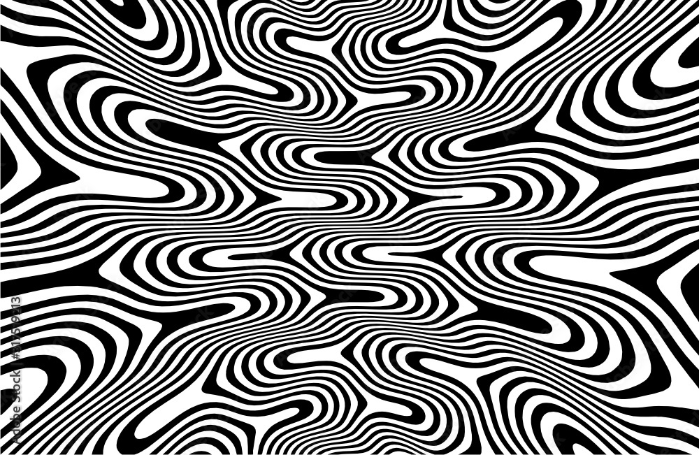 Vector - Abstract wavy background.Black and white stripes.