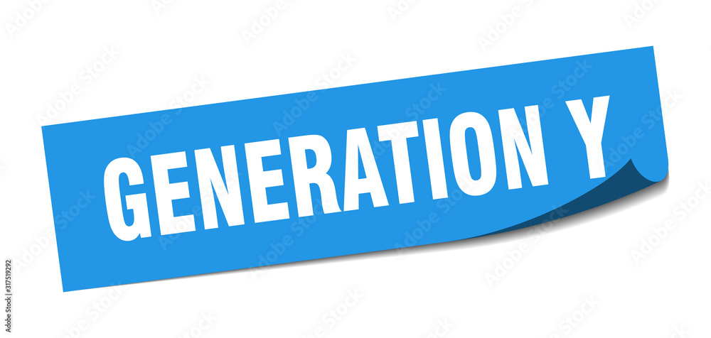 generation y sticker. generation y square sign. generation y. peeler