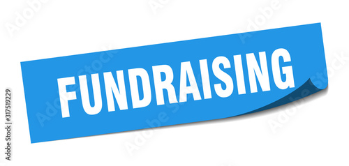 fundraising sticker. fundraising square sign. fundraising. peeler