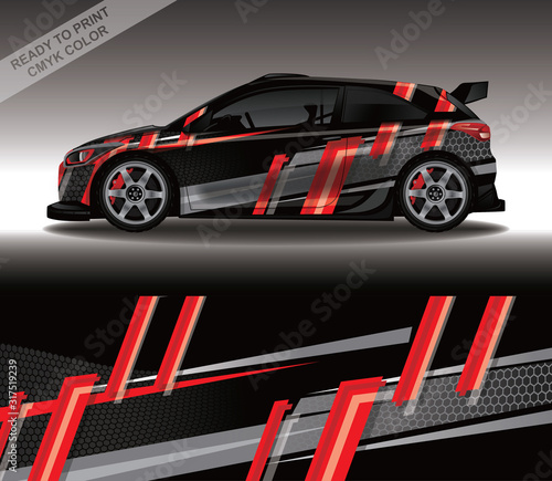 Car wrap decal design vector, custom livery race rally car vehicle sticker and tinting.