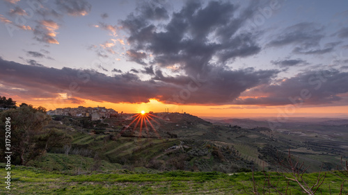 Wonderful Sunset over Mazzarino, Caltanissetta, Sicily, Italy, Europe © Simoncountry