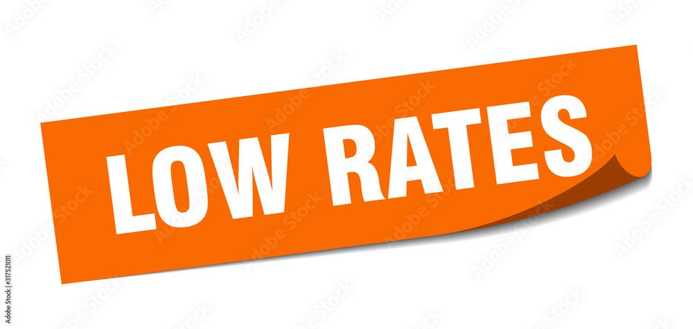 low rates sticker. low rates square sign. low rates. peeler low rates sticker. low rates square sign. low rates. peeler