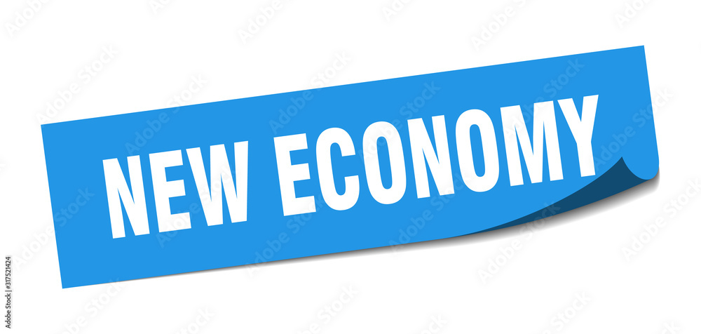 new economy sticker. new economy square sign. new economy. peeler
