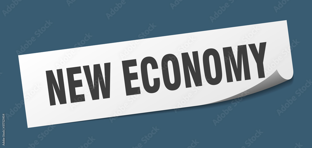 new economy sticker. new economy square sign. new economy. peeler