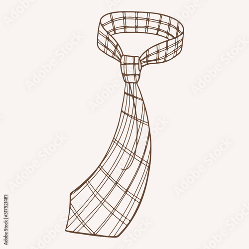 Photo Stylish vintage checkered necktie hand drawn illustration