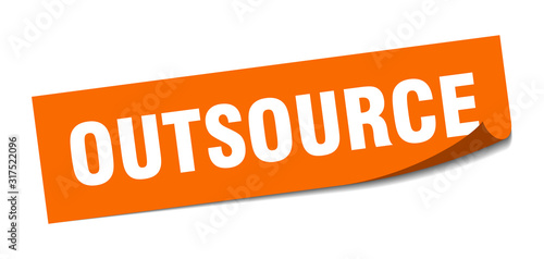 outsource sticker. outsource square sign. outsource. peeler