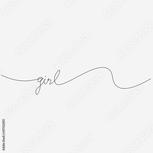 Girl letter hand drawing, vector illustration