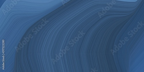 background graphic with modern soft swirl waves background design with teal blue, steel blue and very dark blue color © Eigens