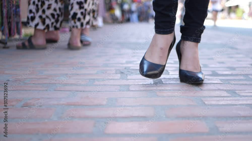 Woman'S Legs Walking , Slow Motion