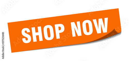 shop now sticker. shop now square sign. shop now. peeler