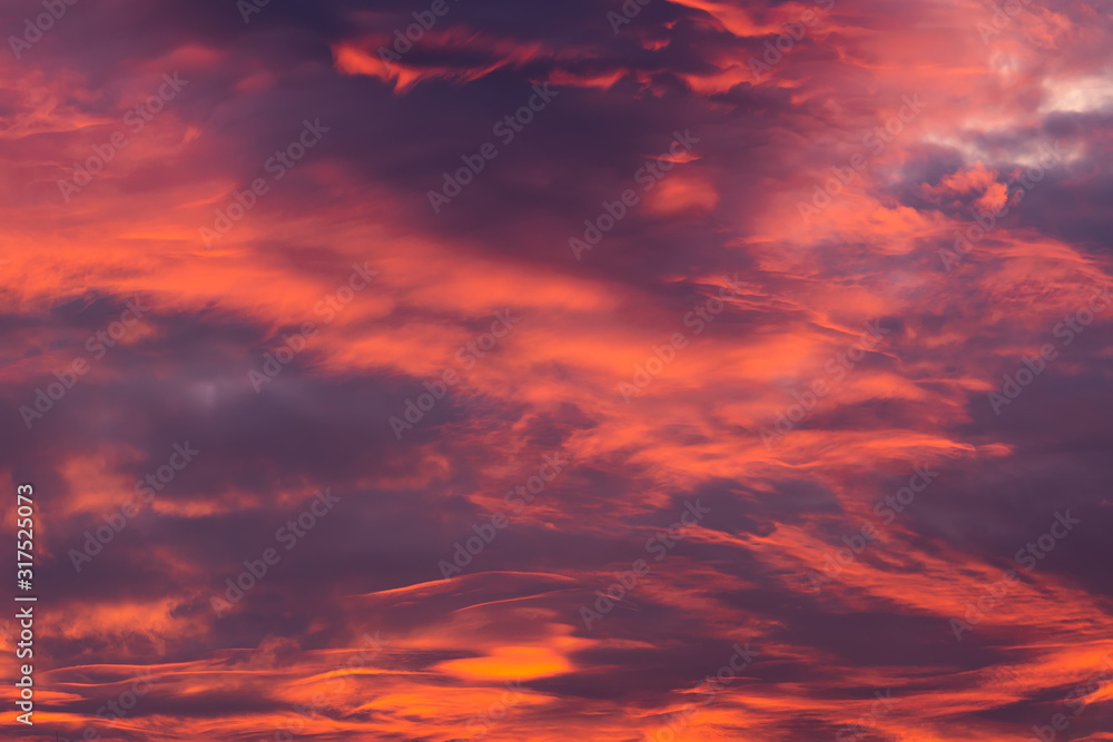 Unusual dramatic colorful sunset background