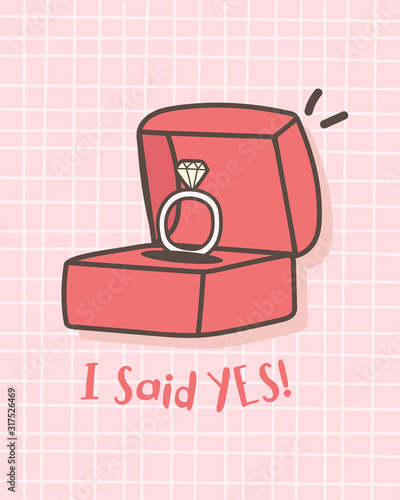 Happy Valentine's Day ring with diamond, Valentines background with wedding rings in a gift box , Valentine card and postcard