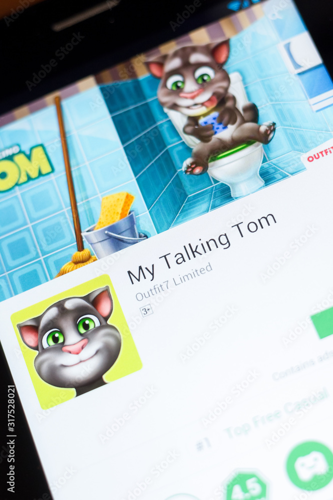 Ryazan, Russia - June 24, 2018: My Talking Tom mobile app on the display of  tablet PC. Stock Photo | Adobe Stock