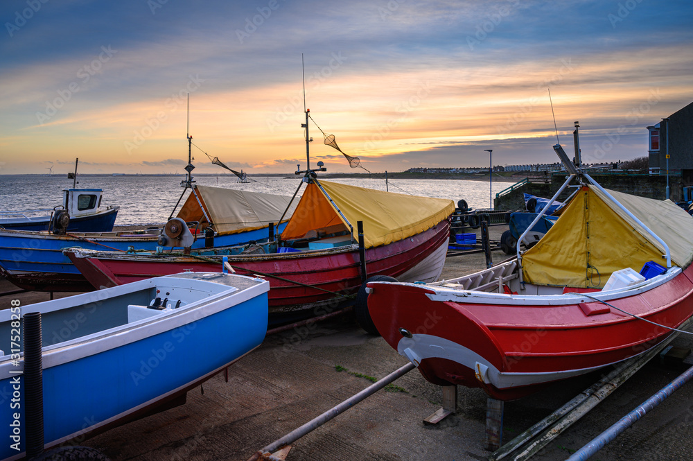 Boatyard at Newbiggin-By-The-Sea, which is a small town in Northumberland, England, on the North Sea coast