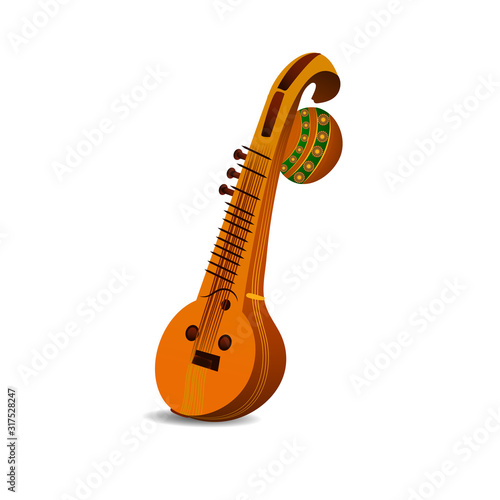 Ancient musical instruments Veena_Vector illustration.