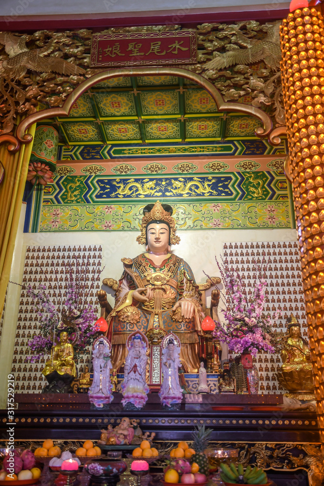Obraz premium Thean Hou Chinese Temple interior. Kuala Lumpur, Malaysia.