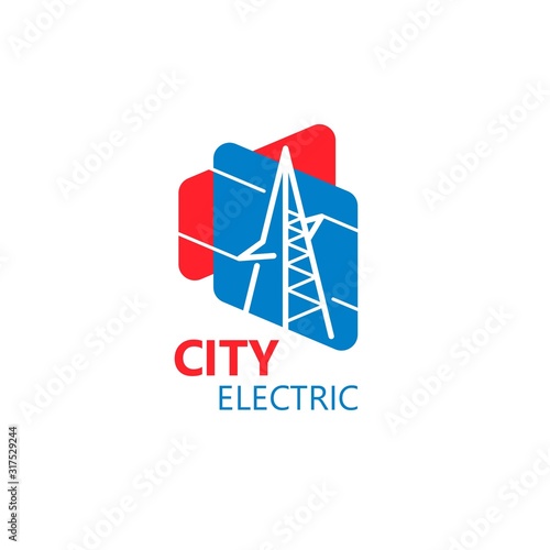 City Electric logo. High voltage pole lines elements.