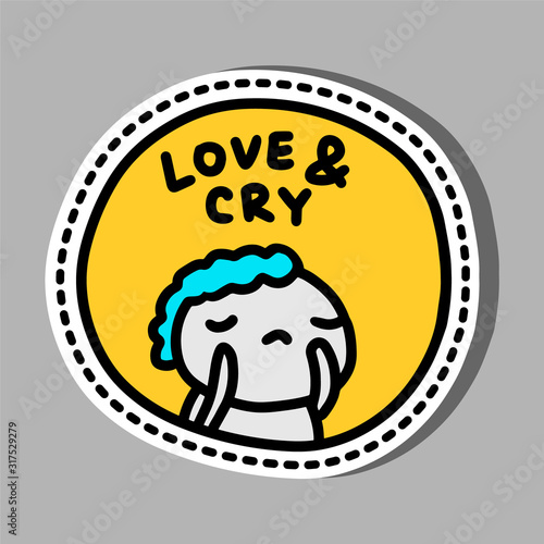 Love and cry hand drawn vector illustration in cartoon comic stlye man depressive