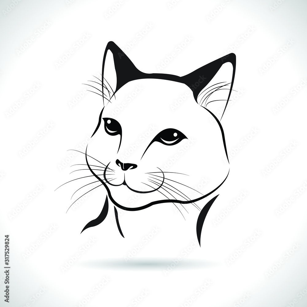 Vector of a cat face design on the white background,  Animals. Easy editable layered vector illustration.