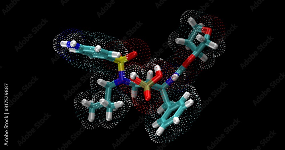 Fosamprenavir, anti-HIV protease inhibitor, 3D molecule Fosamprenavir, anti-HIV protease inhibitor, 3D molecule