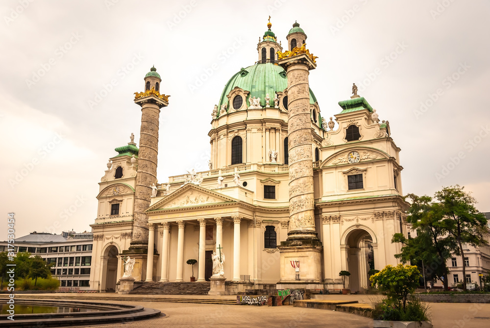 The Rektoratskirche St. Karl Borromäus, commonly called the Karlskirche (English: St. Charles Church), is a Baroque church located on the south side of Karlsplatz in Vienna, Austria