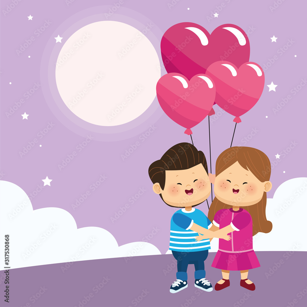 happy couple with hearts balloons happy couple with hearts balloons