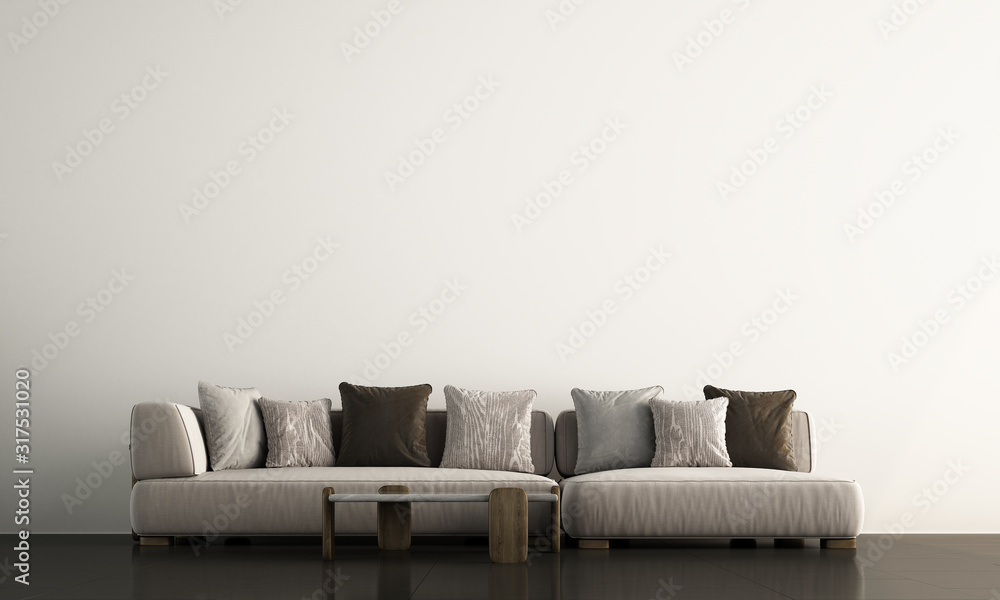 Modern luxury interior design of white lounge and living room interior