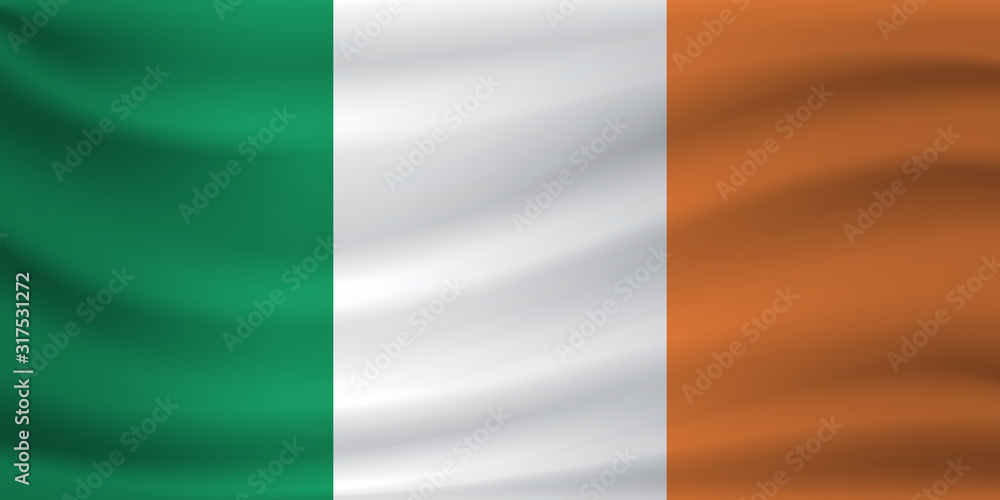Waving flag of Ireland. Vector illustration Waving flag of Ireland. Vector illustration