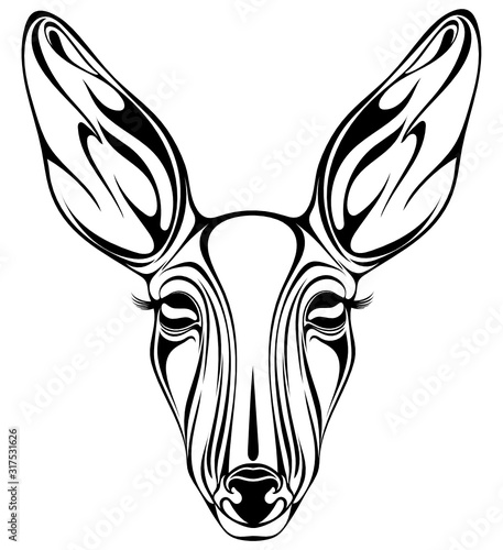An image of the head of a quivering doe, which is perfect for creating a logo or become the basis for a tattoo.