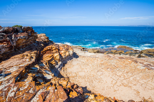 Tessellated pavement, honeycomb-like, Bouddi Beach, New South Wales, Australia photo