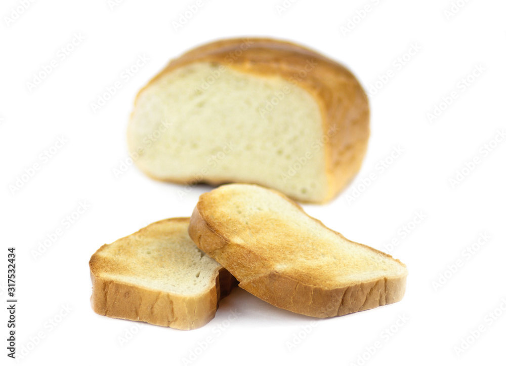 white bread,cut into chunks and roasted in the toaster. white bread,cut into chunks and roasted in the toaster.