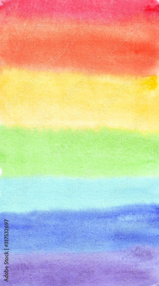watercolor rainbow vertical banner. Bright colorful background.