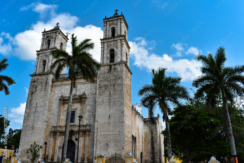 The Cathedral of Valladolid in Mexico in the afternoon