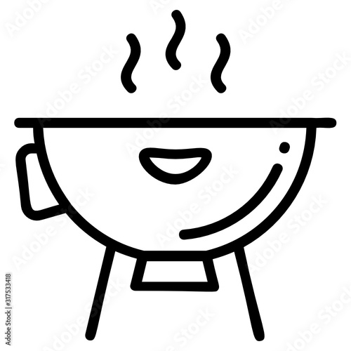 Grilled Cooking Vector Icon Design, Outdoor Metal Grill Concept, 