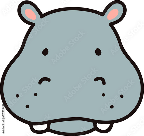 Outlined simple and cute hippo face