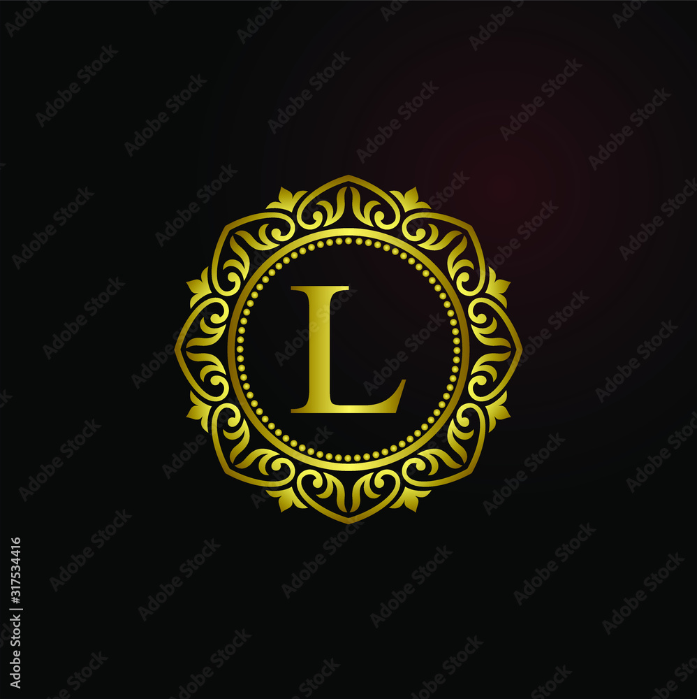 Luxury logo concept letter L in vector for restaurant, royalty, boutique, hotel, jewelry, fashion, cosmetic Luxury logo concept letter L in vector for restaurant, royalty, boutique, hotel, jewelry, fashion, cosmetic