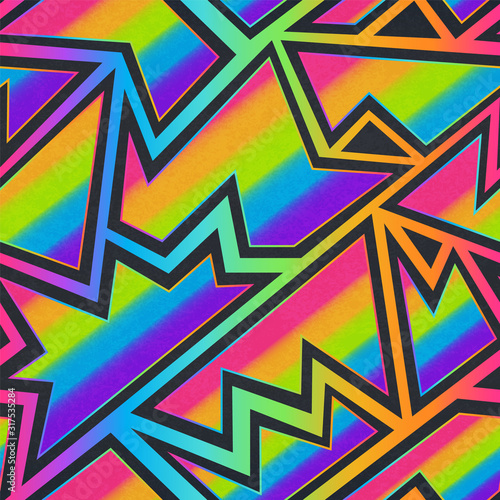 Abstract rainbow geometric seamless pattern.