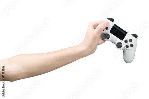 Fotografie teenage hand holds a modified joystick in the hand without inscriptions from the