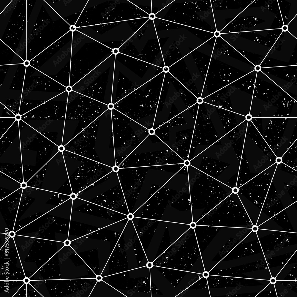 Monochrome molecule triangle pattern with grunge effect Monochrome molecule triangle pattern with grunge effect